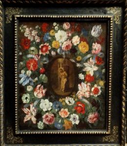 Seghers Daniel Olanda 1590-1661 attribuito Composizione di fiori a corona di grande qualita' olio su tela cm.57x72